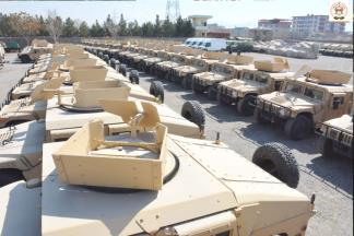 Military vehicles transferred by the U.S. to the Afghan Natio<em></em>nal Army in February 2021.   Afghanistan Ministry of Defense/via REUTERS 