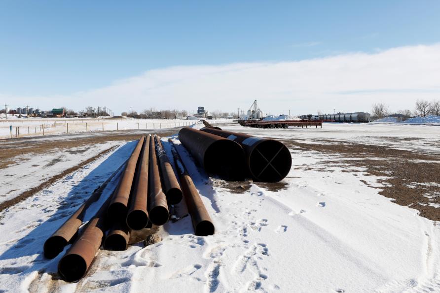 A supply depot servicing the Keystone XL crude oil pipeline lies idle in Oyen, Alberta, Canada February 1, 2021. REUTERS/Todd Korol