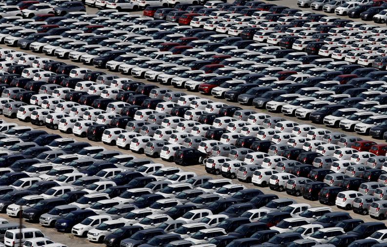 Cars are seen parked at Maruti Suzuki's plant at Manesar, in the northern state of Haryana, India, August 11, 2019. REUTERS/Anushree Fadnavis