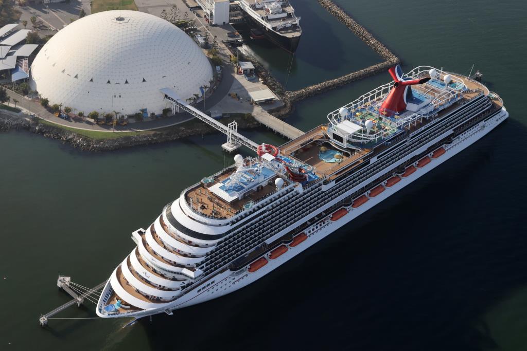 A Carnival cruise ship is docked, amid the coro<em></em>navirus disease (COVID-19) pandemic, in Long Beach, California, U.S., April 7, 2021. REUTERS/Lucy Nicholson