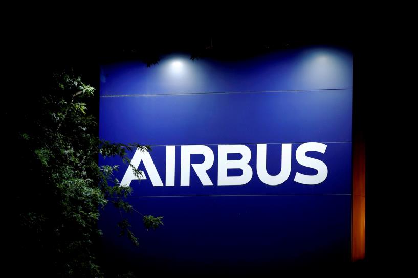 A logo of Airbus is seen at the entrance of its factory in Blagnac near Toulouse, France, July 2, 2020. REUTERS/Benoit Tessier