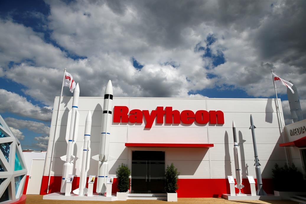 The Raytheon stand is seen at the 53rd Internatio<em></em>nal Paris Air Show at Le Bourget Airport near Paris, France June 21, 2019. REUTERS/Pascal Rossignol