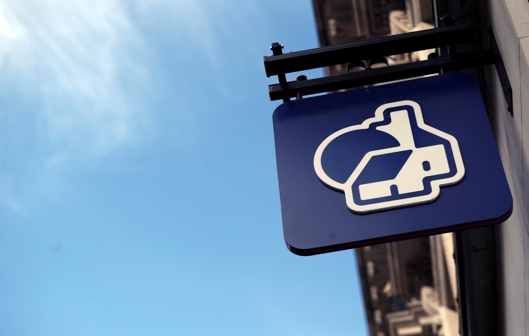 Signage is seen outside a Natio<em></em>nwide Building Society in London, Britain, May 22, 2019. REUTERS/Hannah McKay/File Photo