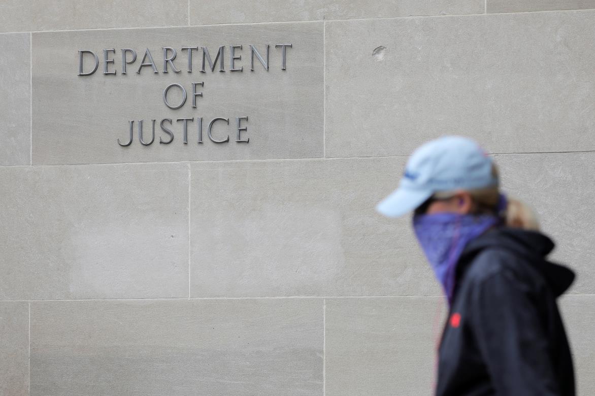 The headquarters of the United States Department of Justice (DOJ) in Washington, D.C., U.S., May 10, 2021. REUTERS/Andrew Kelly