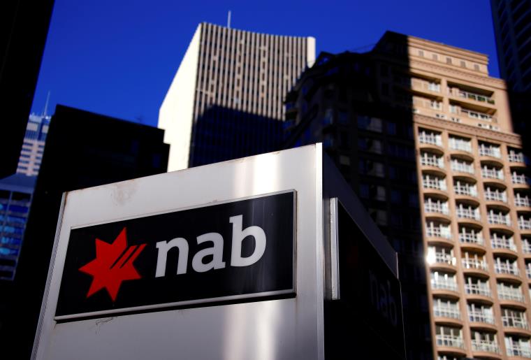 The logo of the Natio<em></em>nal Australia Bank is displayed outside their headquarters building in central Sydney, Australia August 4, 2017. REUTERS/David Gray/File Photo