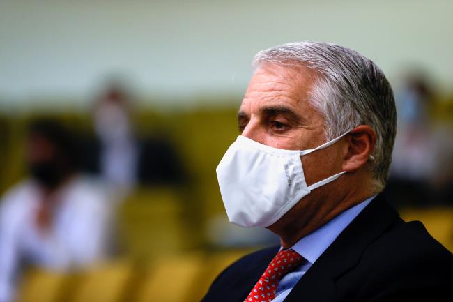 Italian banker Andrea Orcel attends a trial against Santander over the bank's withdrawal of a CEO job offer to him, in a high court in Madrid, Spain, May 19, 2021. REUTERS/Juan Medina