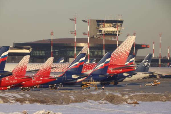 Planes are parked at Sheremetyevo Internatio<em></em>nal Airport in Moscow