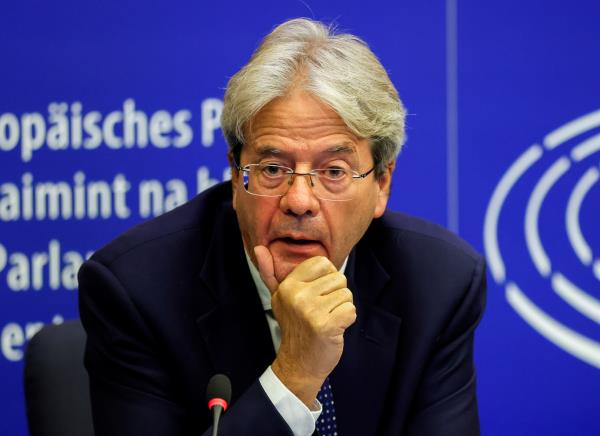 European Commissio<em></em>ner for Eco<em></em>nomy Paolo Gentiloni attend a press co<em></em>nference at European Parliament session in Strasbourg