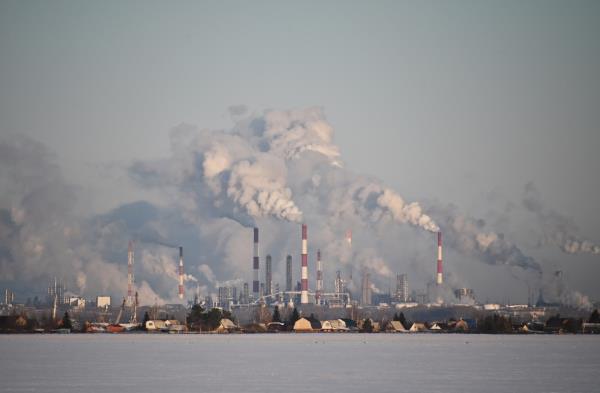 A view shows the Gazprom Neft's oil refinery in Omsk