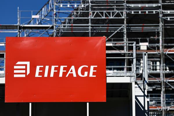 The logo of French co<em></em>nstruction group Eiffage is seen at a co<em></em>nstruction site in Paris