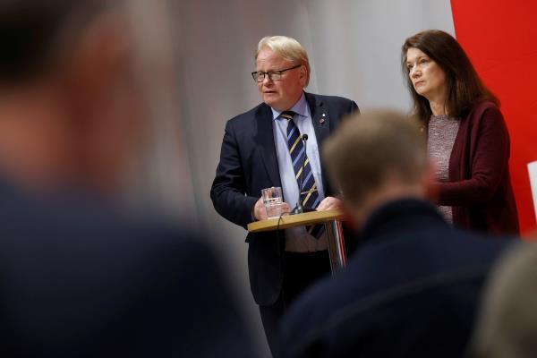 News co<em></em>nference after Social Democrats decide on NATO membership, in Stockholm