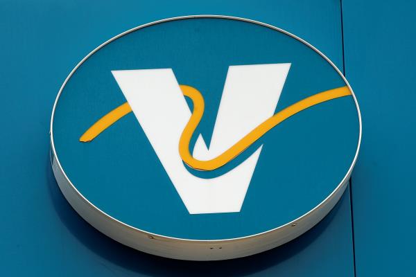 A Valero logo is seen at a Valero gas station in Hoboken