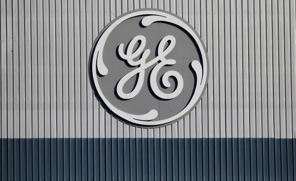 The logo of U.S. co<em></em>nglomerate General Electric is pictured at the site of the company's energy branch in Belfort