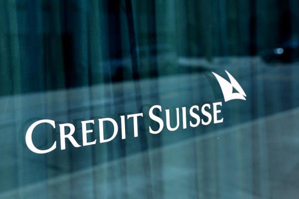 A logo is pictured on the Credit Suisse bank in Geneva,