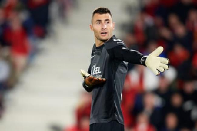 Dominik Greif reacts during Mallorca’s Copa del Rey semi-final against Real Sociedad.