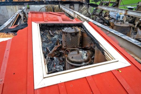 Fire destroys the Red Shedman Taproom, a brewery located at Linganore Winecellars winery in Mount Airy. (Kevin Richardson/Staff)