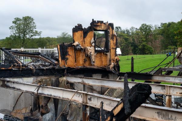 Fire destroys the Red Shedman Taproom, a brewery located at Linganore Winecellars winery in Mount Airy. (Kevin Richardson/Staff)