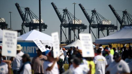 striking dockworkers