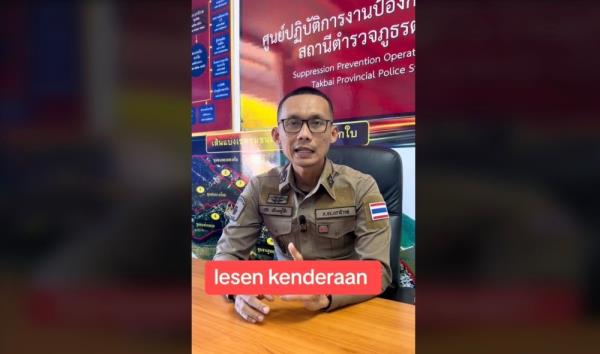 Thai cop impresses with his Malay, advising Malaysians to print their driving license (VIDEO)