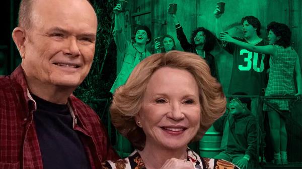 An edited image of Debra Jo Rupp and Kurtwood Smith as Kitty and Red with the kids from That '90s Show