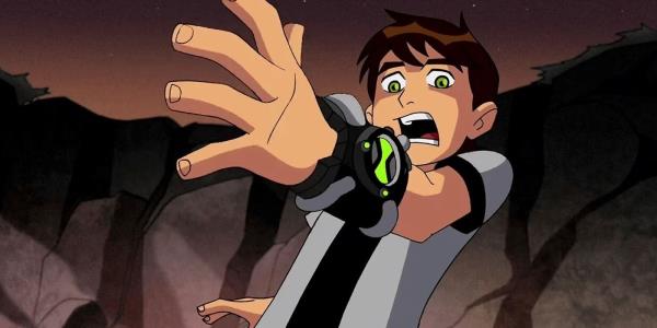 ben scared looking at his watch in Ben10