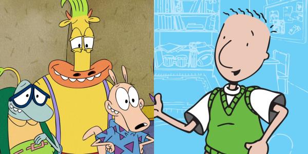 Split image showing main characters from Rocko's Modern Life and Doug.