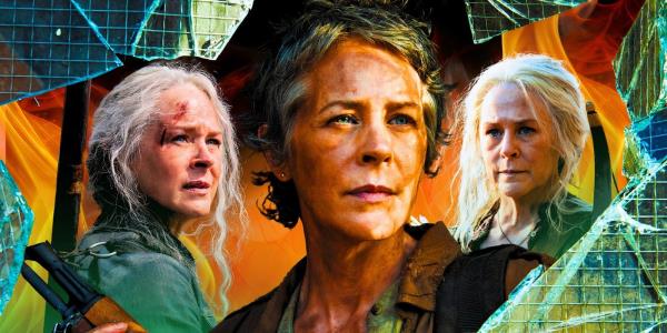 Collage of Melissa McBride as Carol Peletier in The Walking Dead