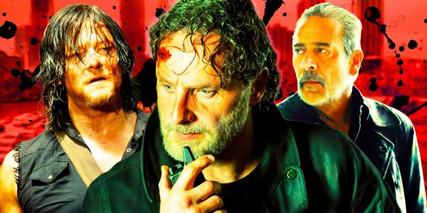 Norman Reedus as Daryl Dixon in The Walking Dead, Andrew Lincoln as Rick Grimes in The o<em></em>nes Who Live, and Jeffrey Dean Morgan as Negan in Dead City