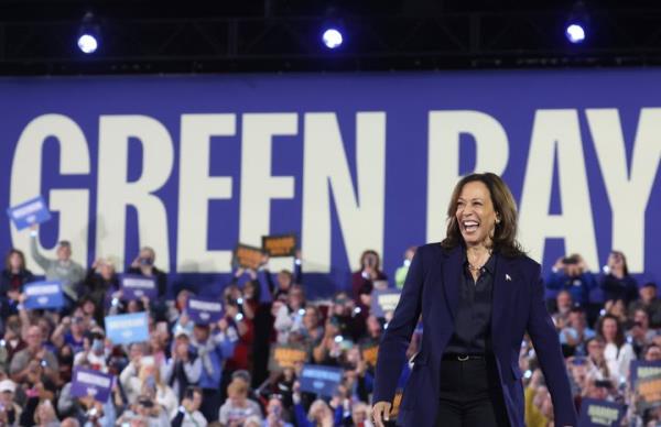 Democratic presidential nominee Vice President Kamala Harris photographed on October 17, 2024 in Green Bay, Wisconsin. 