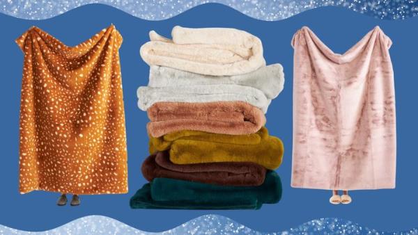 The Sophie faux fur blanket is available in 13 colors.