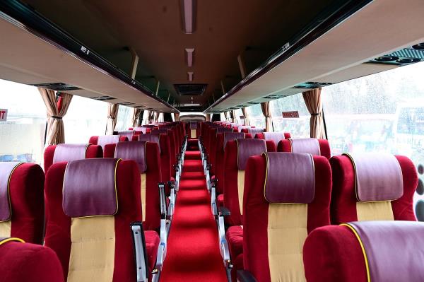 The interiors of an Airavat Club Class bus. 