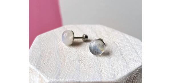 Charisas Flat Back Moo<em></em>nstone Stud Earrings