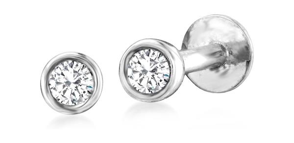 RS Pure by Ross-Simons Bezel-Set Diamond Flat-Back Stud Earrings