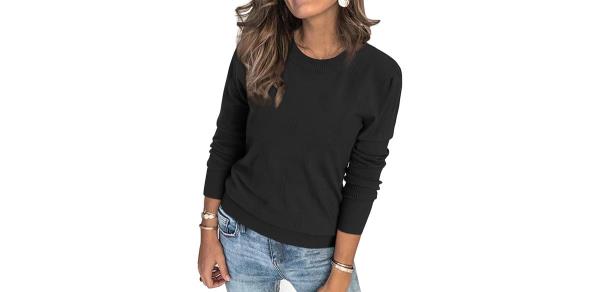 Arach&amp;Cloz Womens Fall Sweater Long Sleeve Crew Knit Pullover Top