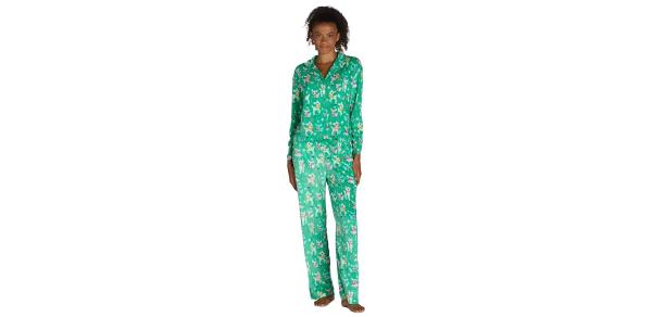 Holiday Time Women's Reindeer Velour Notch Collar Pajama Top and Pants