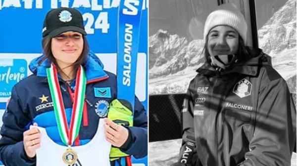 Matilde Lorenzi pictured with a medal around her neck and in a ski lift