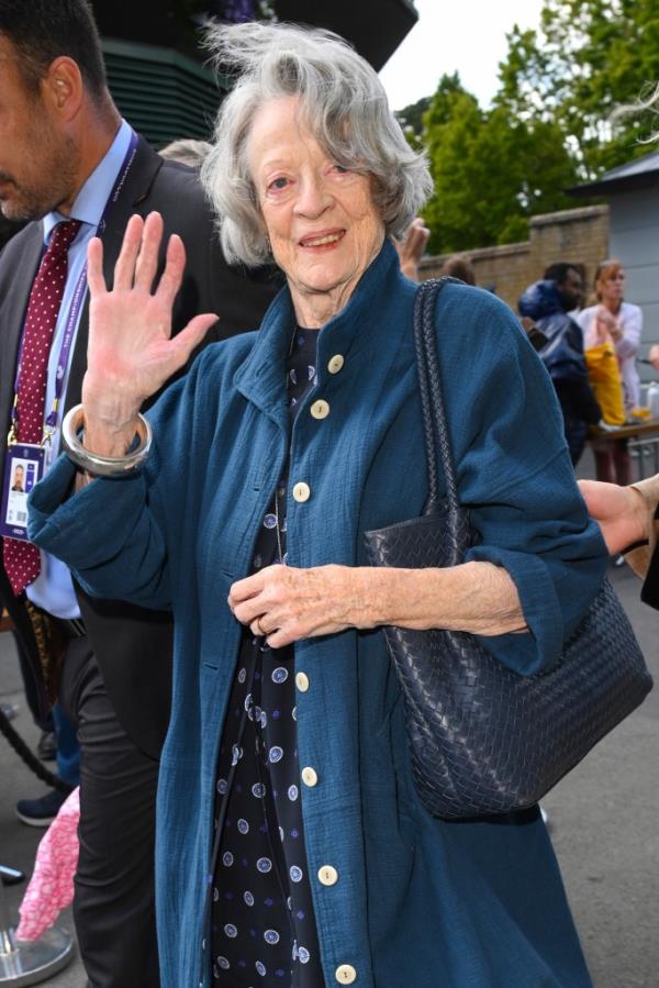 Dame Maggie Smith attends day thirteen of the Wimbledon Tennis Champio<em></em>nships at All England Lawn Tennis and Croquet Club on July 15, 2023