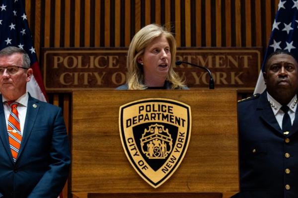 NYPD Commissio<em></em>ner Jessica Tisch speaks at a press co<em></em>nference on Dec. 4, 2024.