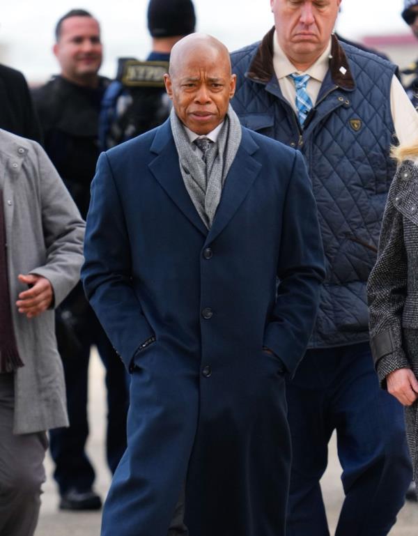 Eric Adams is seen at the South Street Helipad on December 19, 2024.