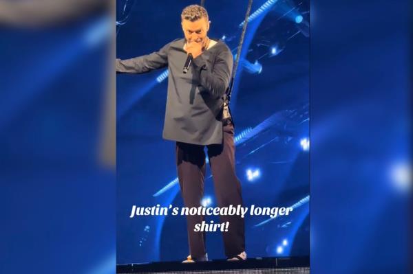 Justin Timberlake wears a long shirt at his concert