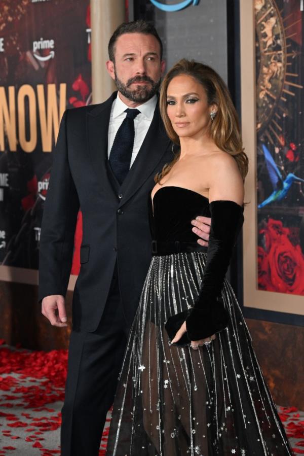 Jennifer Lopez and US actor Ben Affleck attend Amazon's "This is Me... Now: A Love Story" premiere at the Dolby theatre in Hollywood, California, February 13, 2024. 