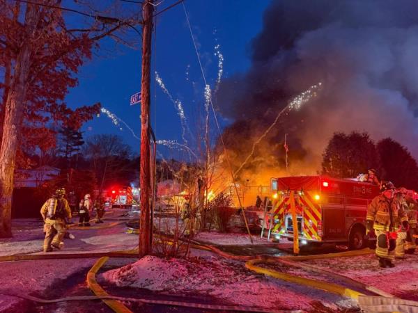 Oakham Fire along with multiple mutual aid departments