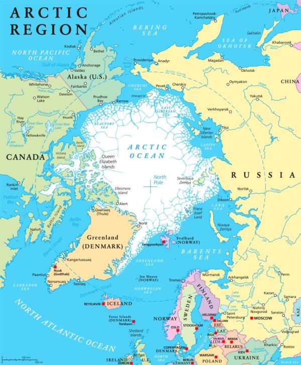 Political map of the Arctic region