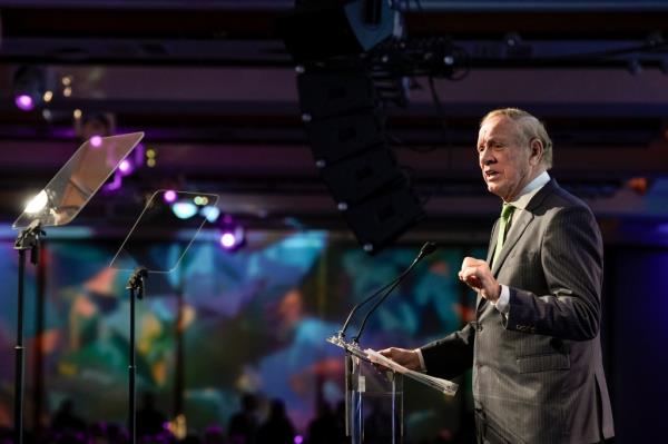 Former Governor George Pataki speaking at the Hudson River Park Friends 25th Anniversary Gala in New York City