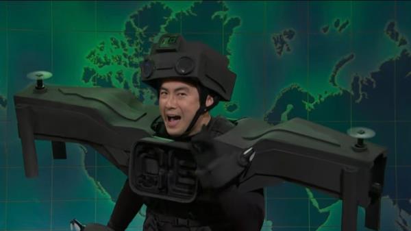 Bowen Yang dressed as a drone on SNL