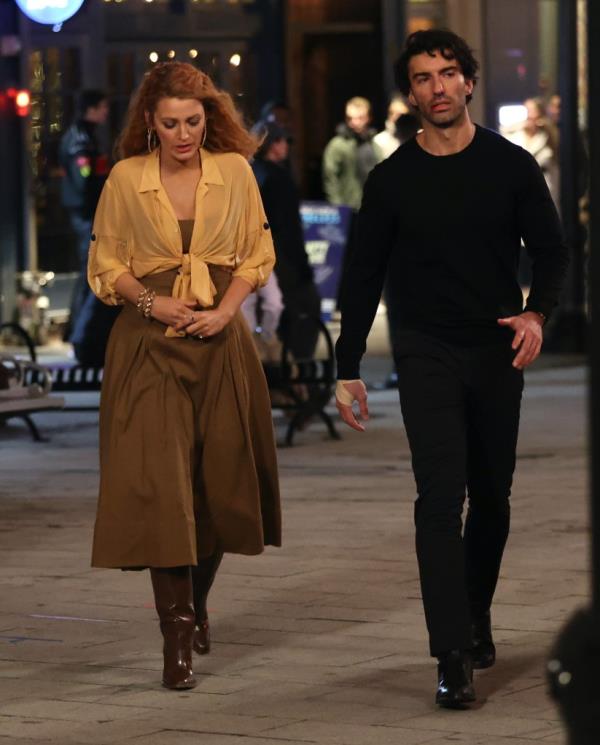 Blake Lively and Justin Baldoni on the set of "It Ends With Us"