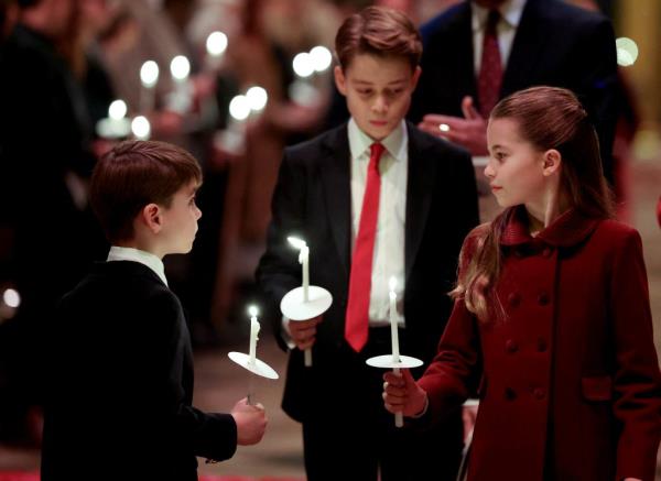 Prince Louis, Prince George and Princess Charlotte at the Together at Christmas service