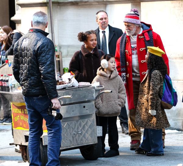 Arnold Schwarzenegger is seen on the movie set of the 'Man with the Bag' on December 17, 2024 in New York City. 