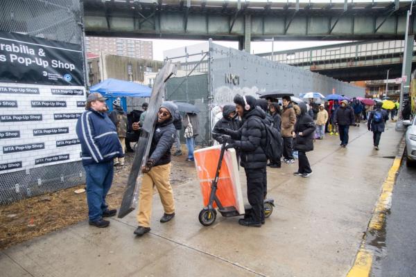 The line for the MTA shop stretched around the block, with nearly 700 customers turning out to make buys