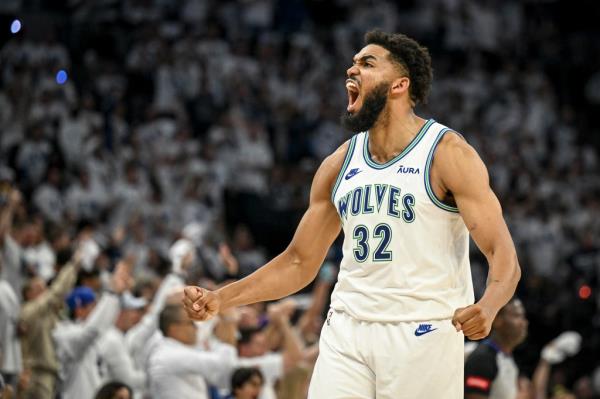 Karl-Anthony Towns is pictured during a Timberwolves playoff game on May 16 at Target Center.